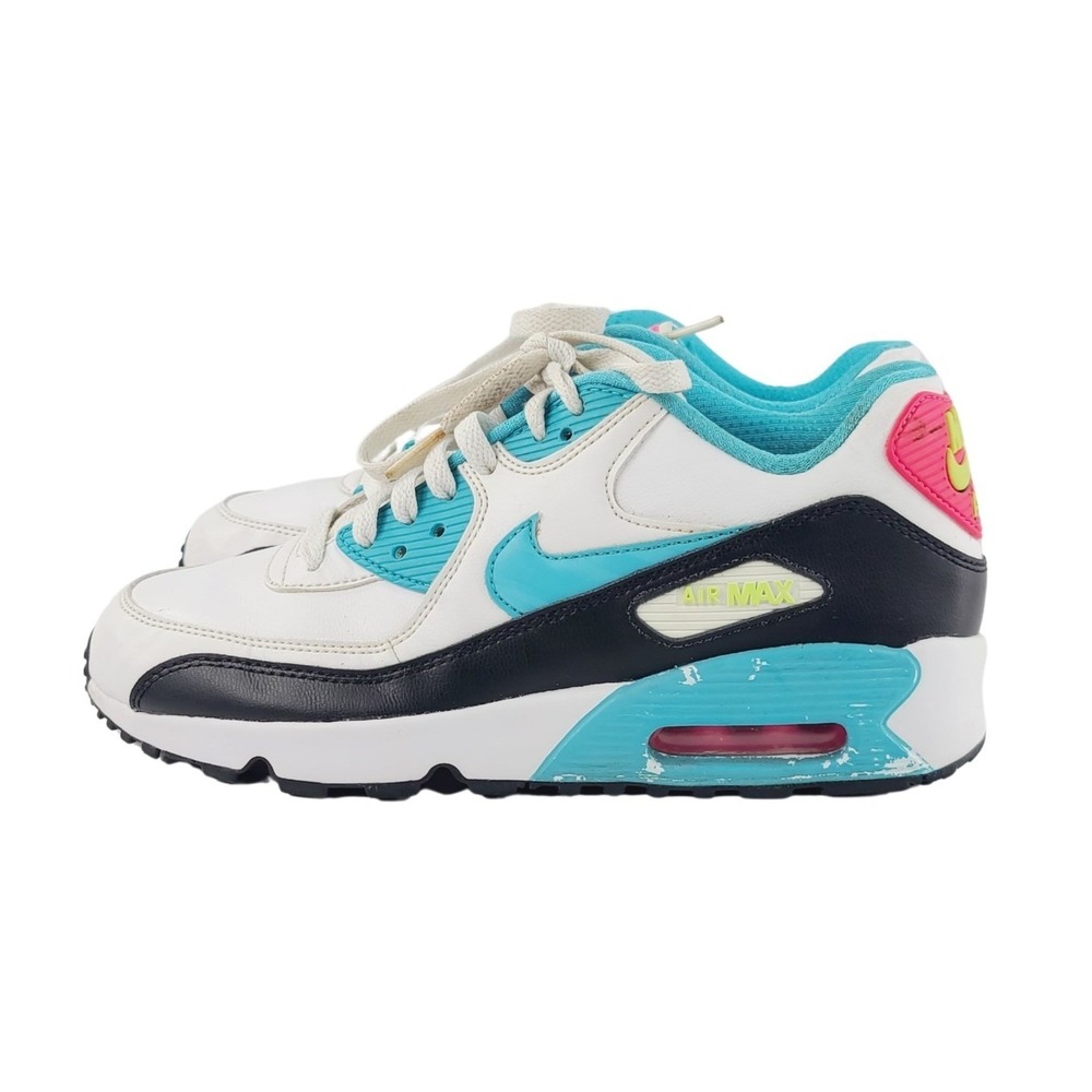 Nike Air, Lace Up Athletic Sneakers, Youth, Size 6.5Y White Turquoise Pink Black